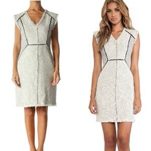 Rebecca Taylor Sheath Cream Tweed Midi Dress NWOT